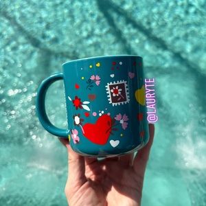 Starbucks 2023 Valentines Teal Blue Love Confetti Ceramic Mug